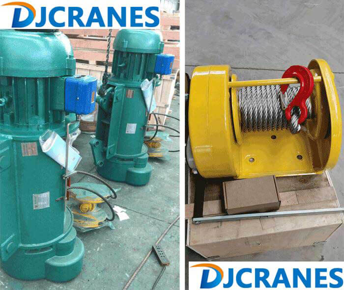 10 Ton Electric Wire Rope Hoist and 3 Ton Hand Winch