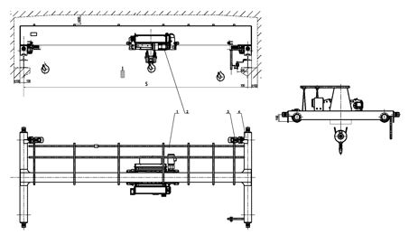 European type single girder overhead crane drawing