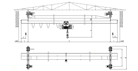 Electric single girder suspension crane drawing