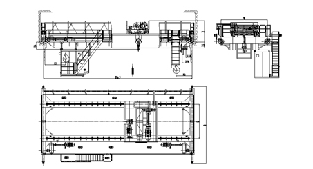 QD series double girder overhead crane drawing