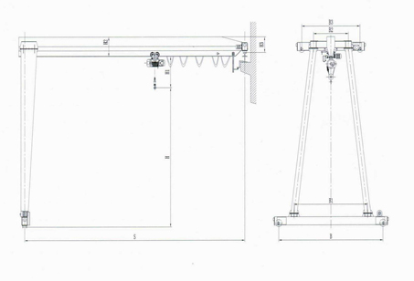 Semi single girder gantry crane drawing