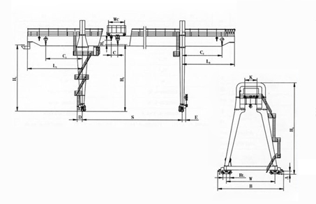 Double girder bridge gantry crane drawing