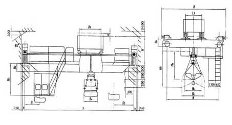 Grab bucket overhead crane 