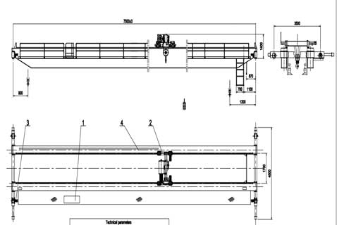 Customized 5 ton overhead crane drawings